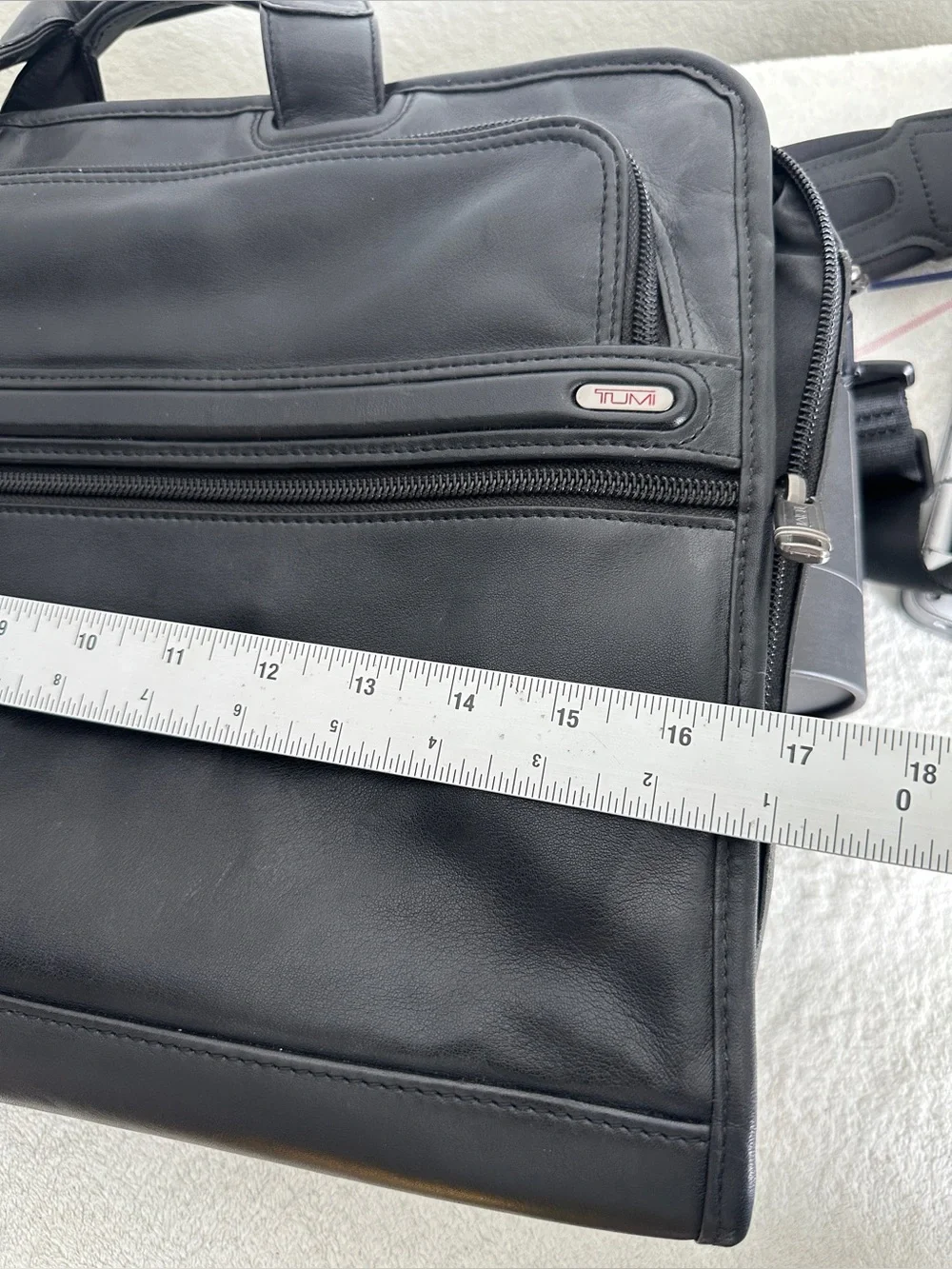 Tumi Portfolio Black Leather Briefcase Laptop Travel Bag